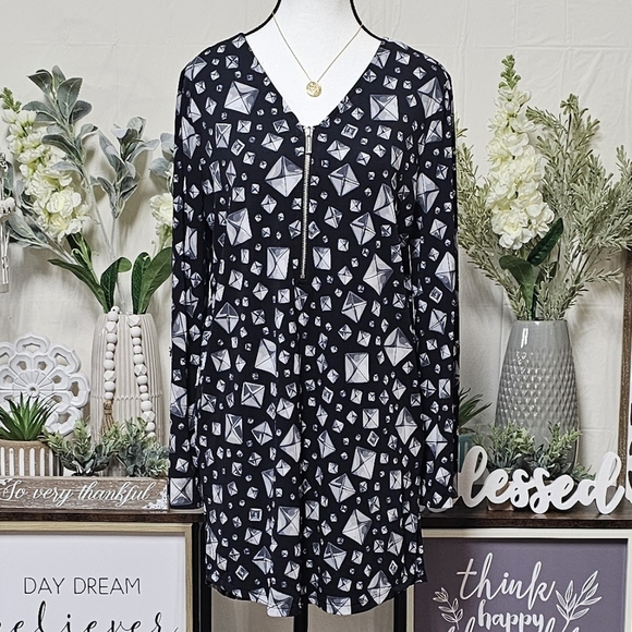 MICHAEL KORS | QAURTER ZIP STUDDED PRINTED V-NECK SHIRT DRESS - Picture 4 of 16